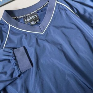 Footjoy FJ Mens L Large Long Sleeve Navy Blue Pullover V-neck Windbreaker Jacket